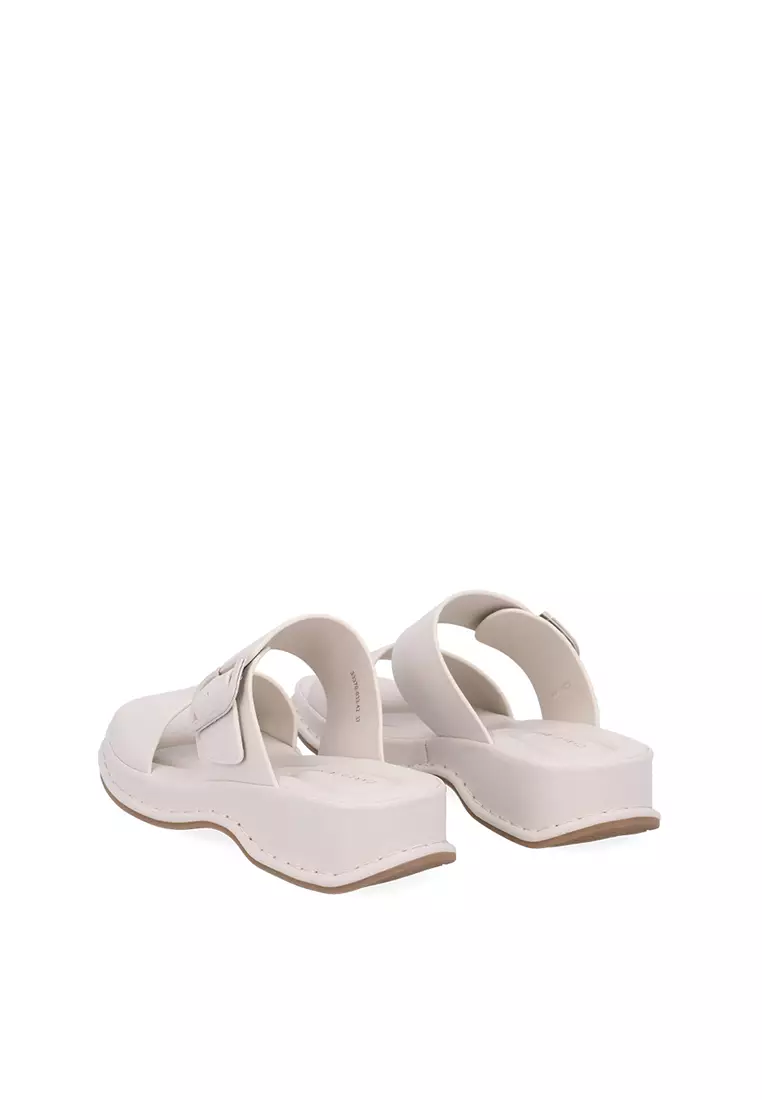 Medium Beige CR Lea Double Strap Sandals