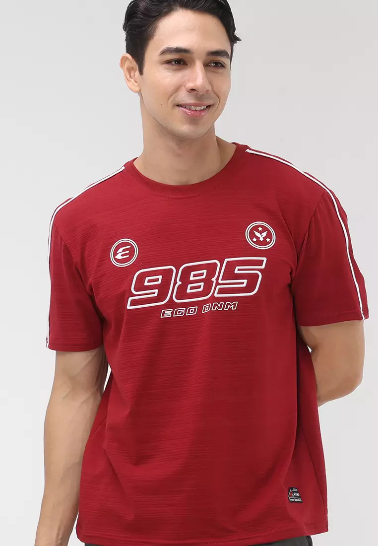 Round Neck Streaky Short Sleeves T-Shirt