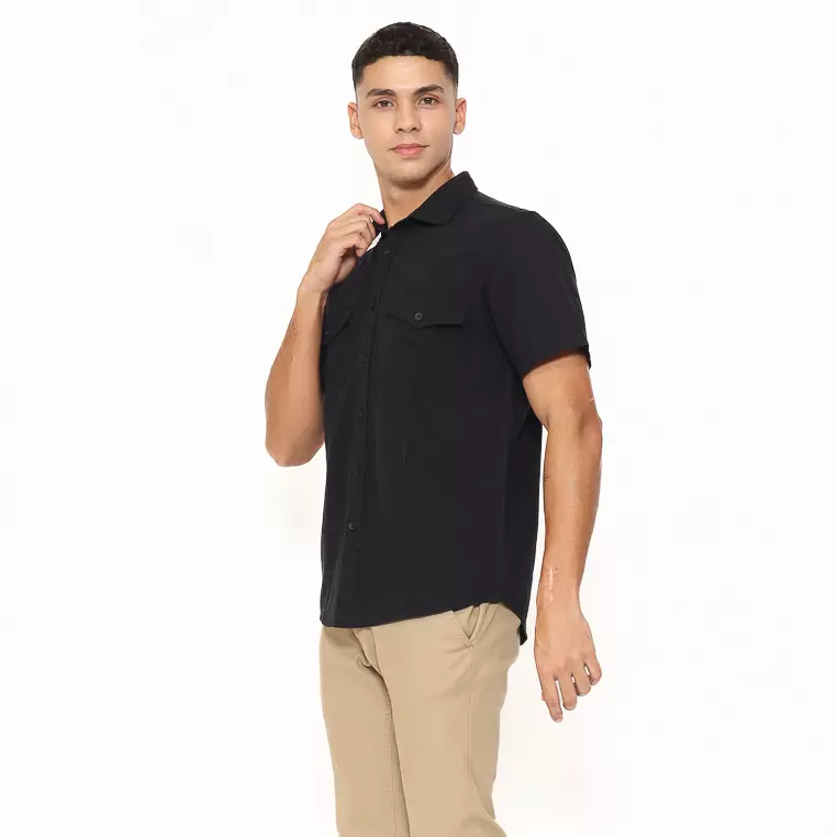 AMK Kemeja Pria Lengan Pendek SHS Eiffel Ss Black