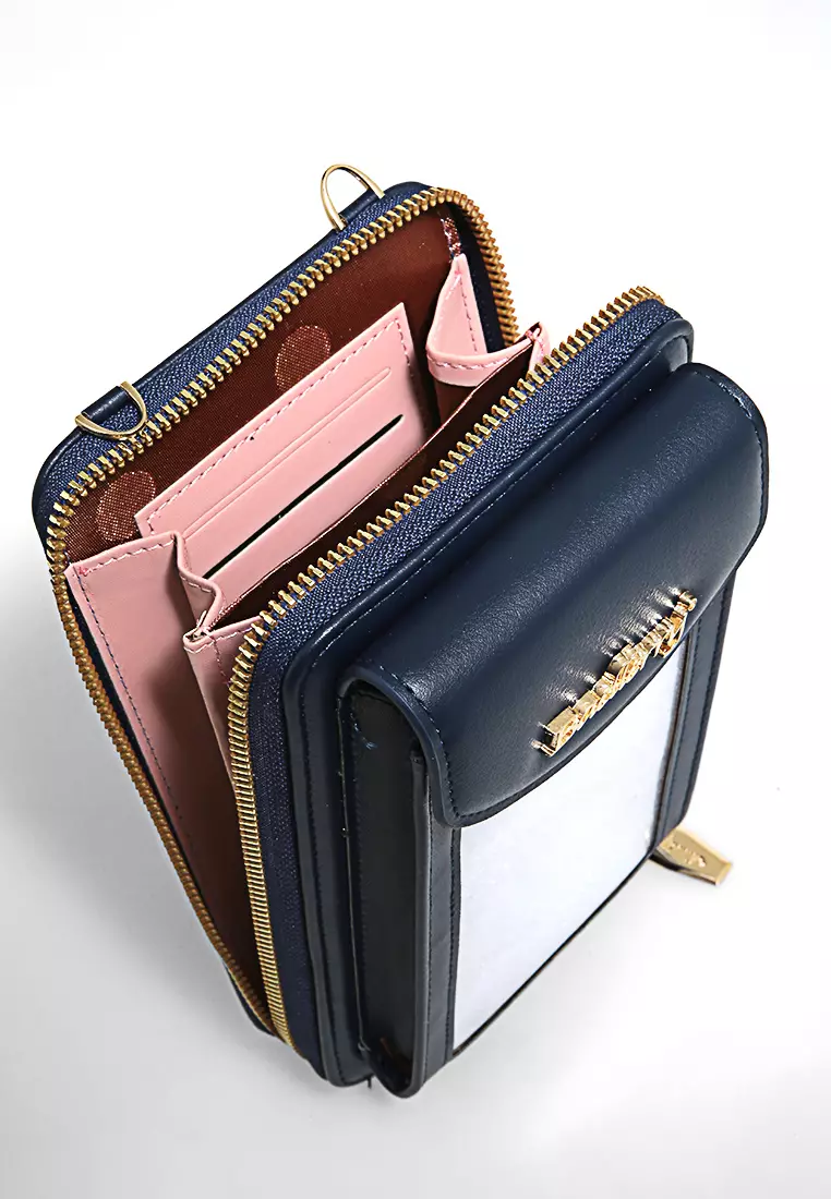 Sling Bag Wanita Tas Selempang Handphone Transparent Design Many Slot Material Leather ORIGINAL