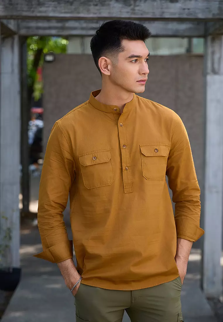 Kemeja koko Collarless shirt OXCON GHAISAN Bronze