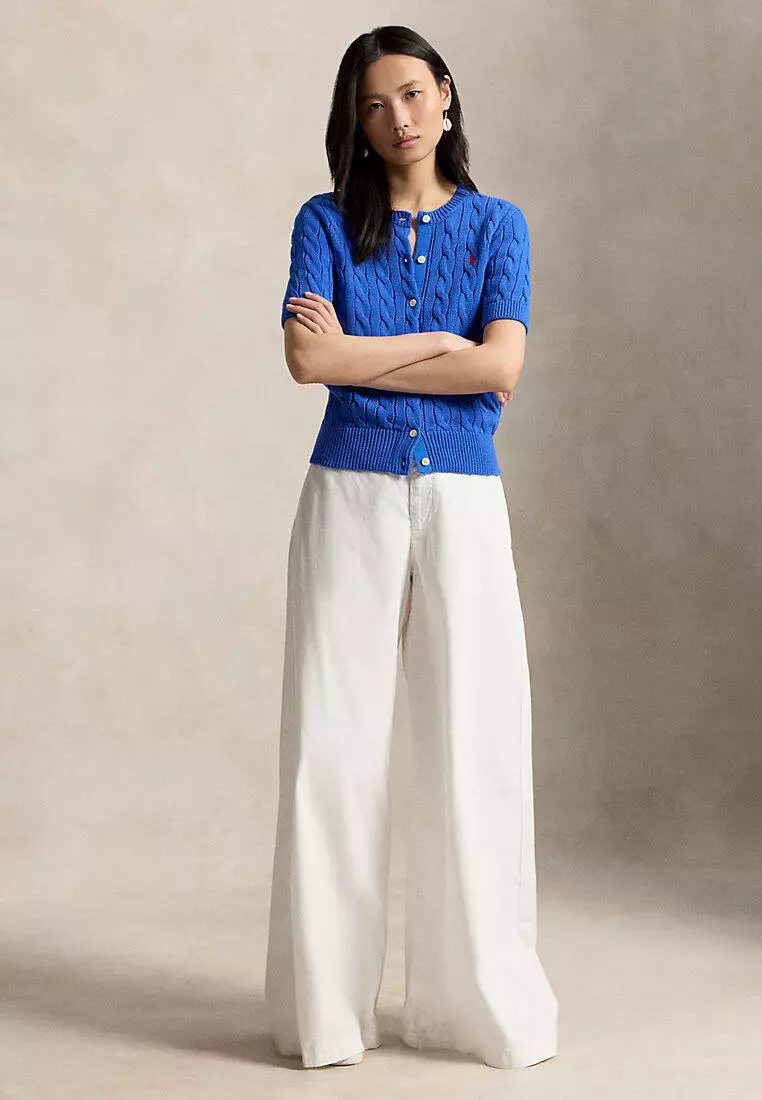 Polo Ralph Lauren Women Cable-Knit Cotton Short-Sleeve Cardigan