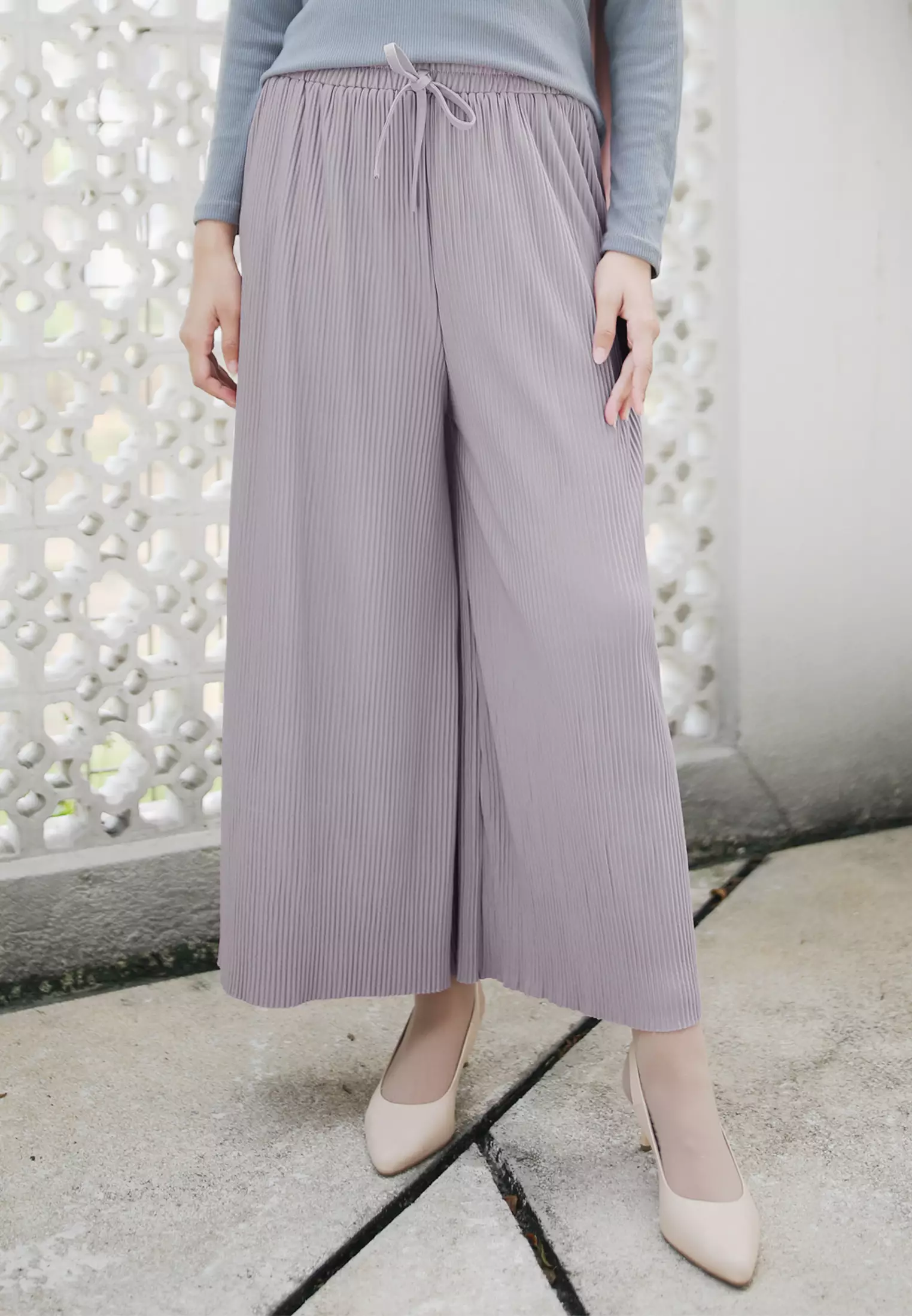 Celana Panjang Wanita Jenna Plisket Kulot - Candy Lilac