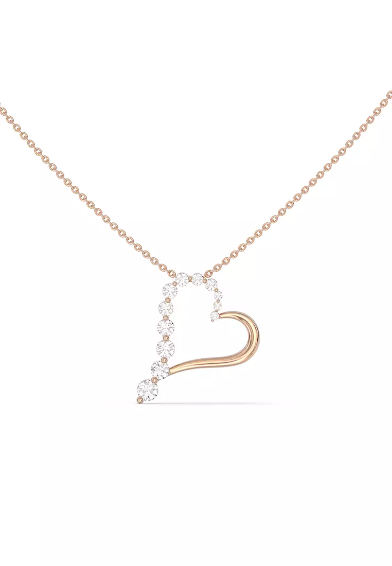 Heartstream Lab Grown Diamond Pendant Necklace in 14K Rose Gold D/E-VVS/VS (0.50ct TDW)