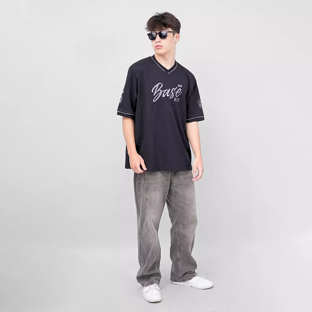 Ryusei Kaos Pria Boxy Oversize Base Black