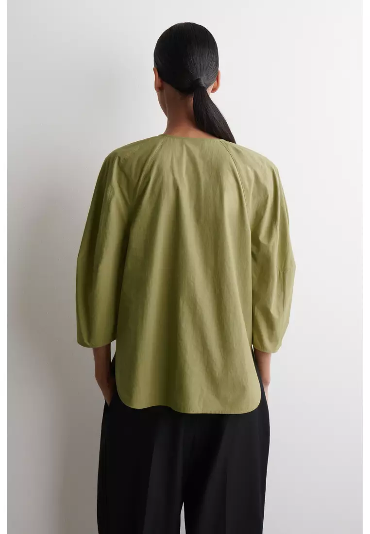 SCULPTURAL PIMA COTTON-POPLIN BLOUSE