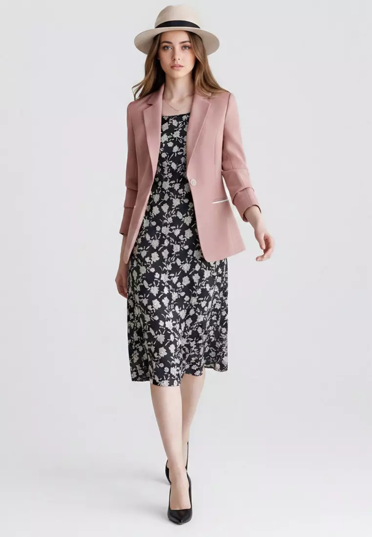 Single Button Slim Suit Blazer