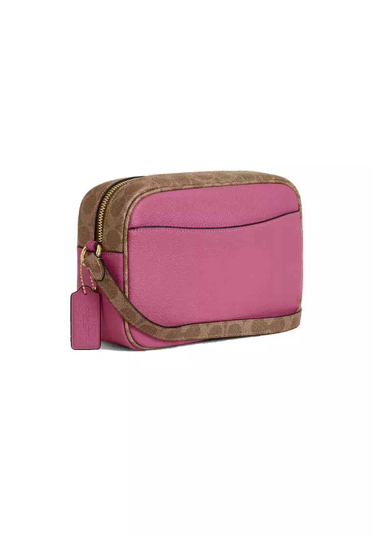Jamie Camera Bag In Signature Canvas Pink/Tan CBM24