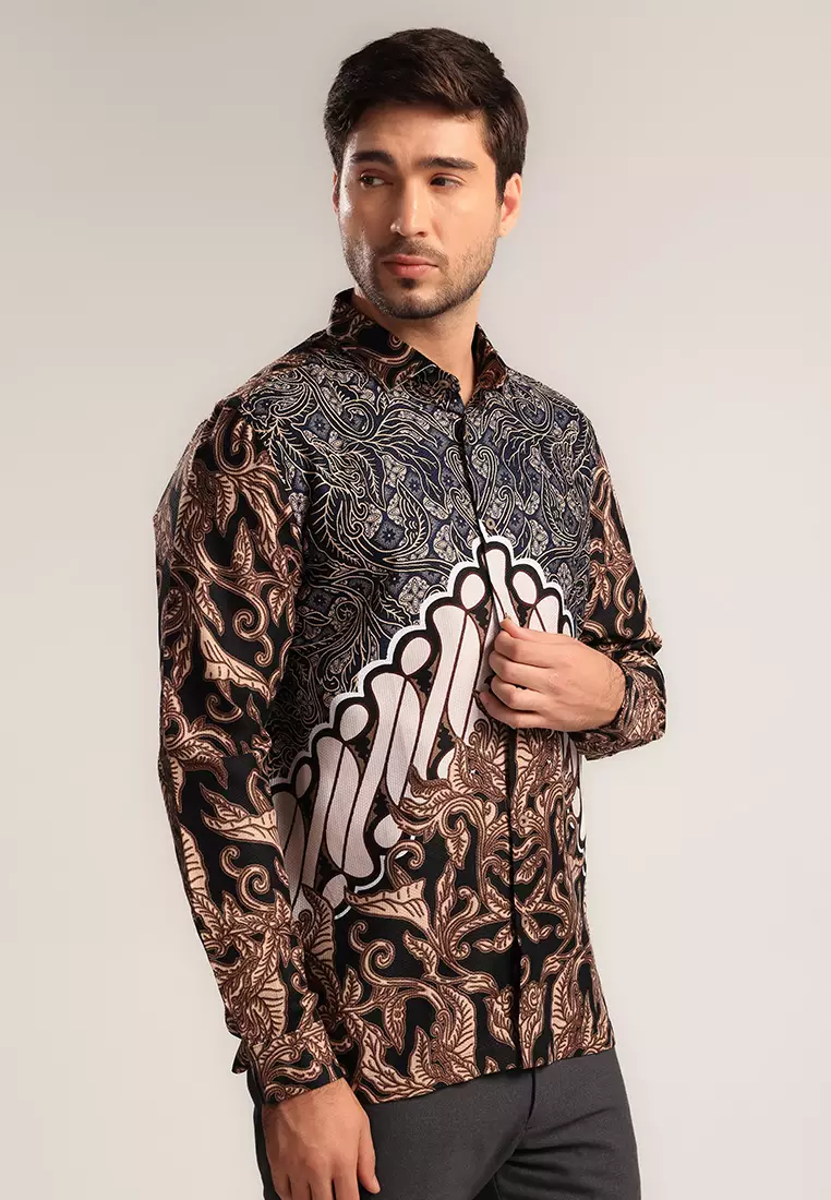 MOC Kemeja Batik Lengan Panjang Pria Tunggadewa - Brown