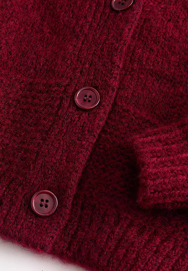 Chunky Knit V-Neck Textured Cardigan