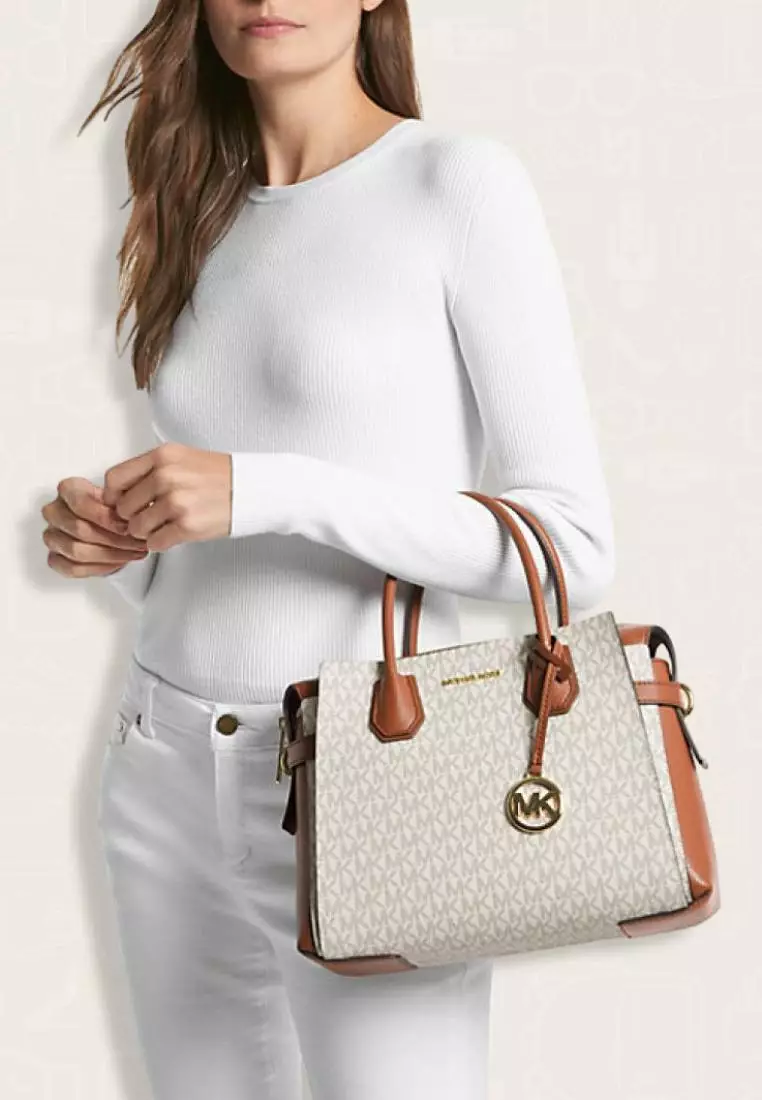 Michael kors mercer medium logo belted satchel shop