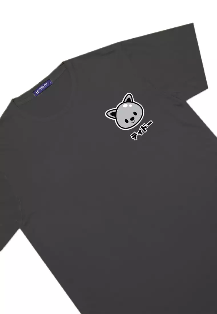 MTM66 kaos anime kartun tido badge jepang dada kiri instacool abu