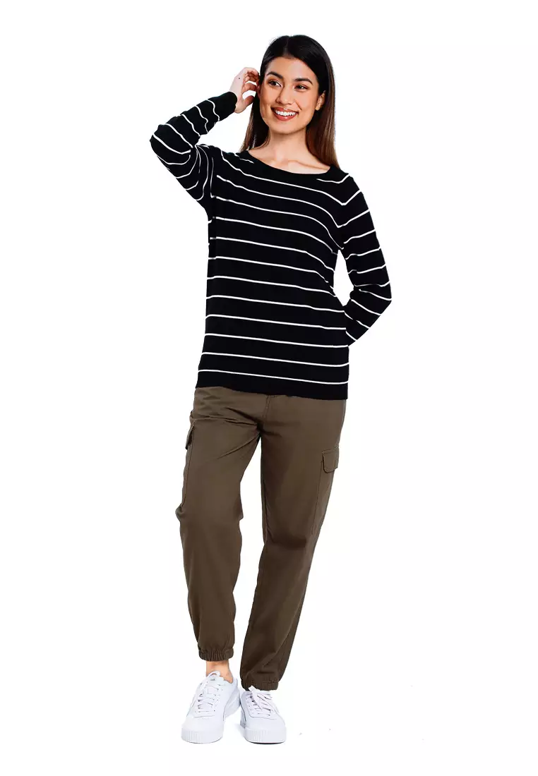 Forest Ladies Cotton Twill Elastic Waisted Cargo Jogger Pants Women Long Pants | Seluar Panjang Perempuan - 810512