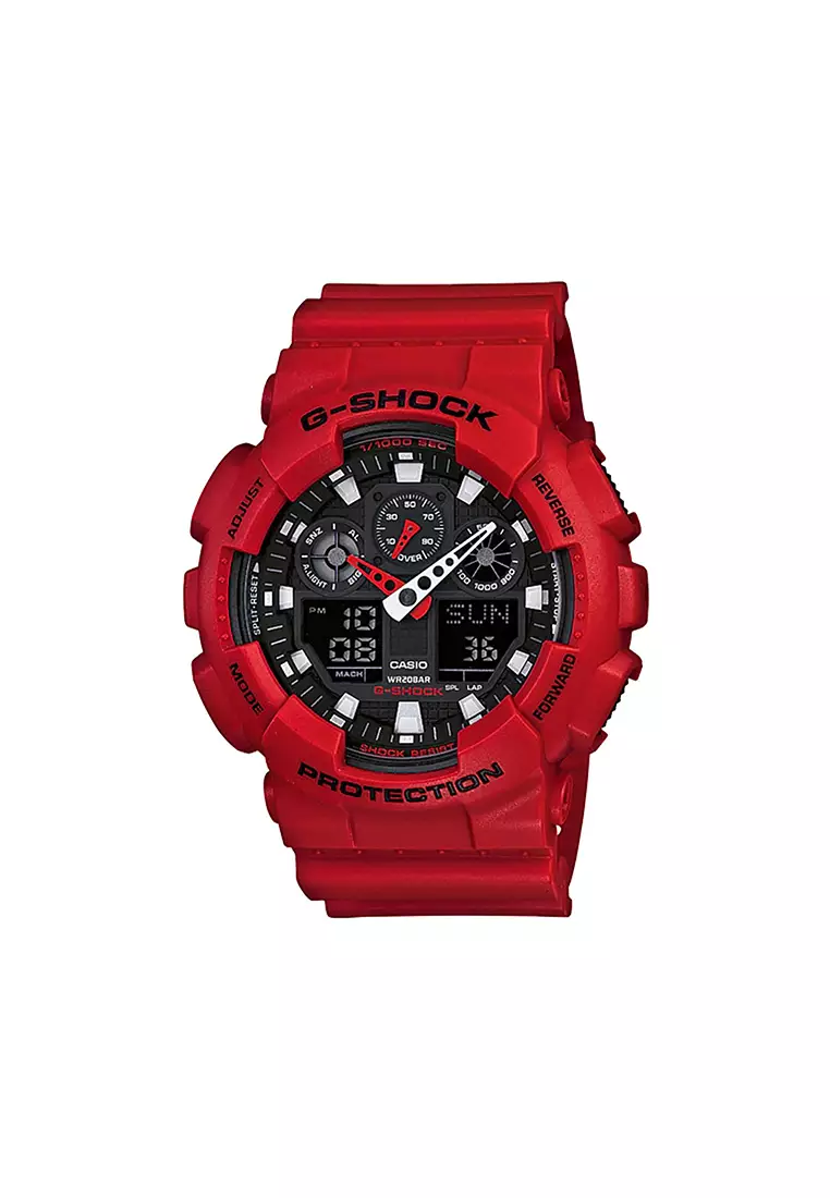 Buy G-SHOCK Men Analog-Digital Watch GA-100B-4A Red Resin Strap