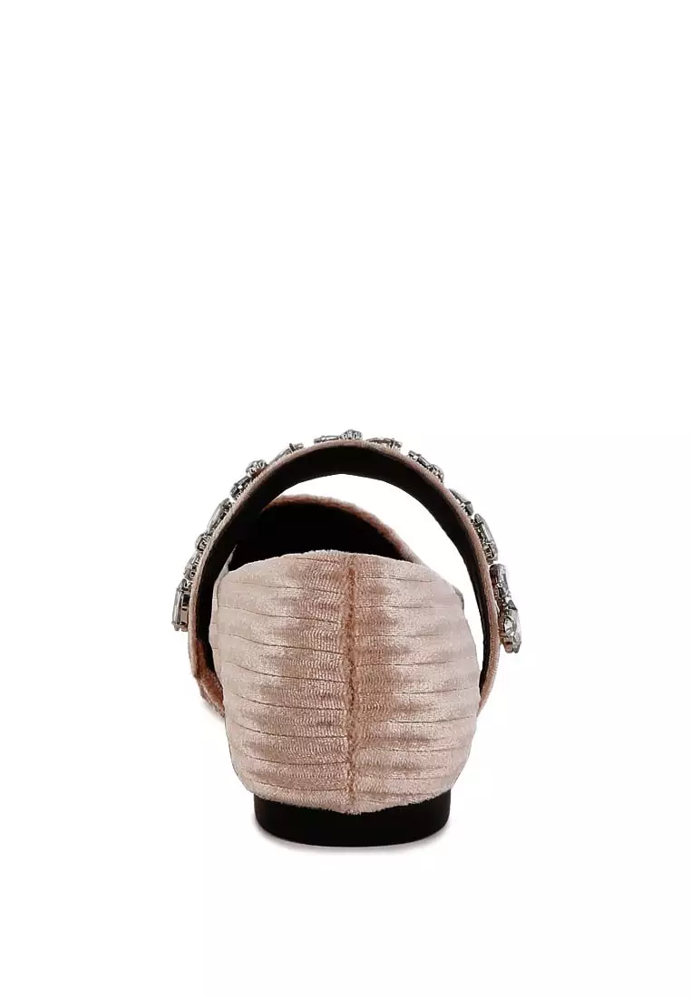 Bros Berlian Imitasi Balerina Beludru Warna Beige