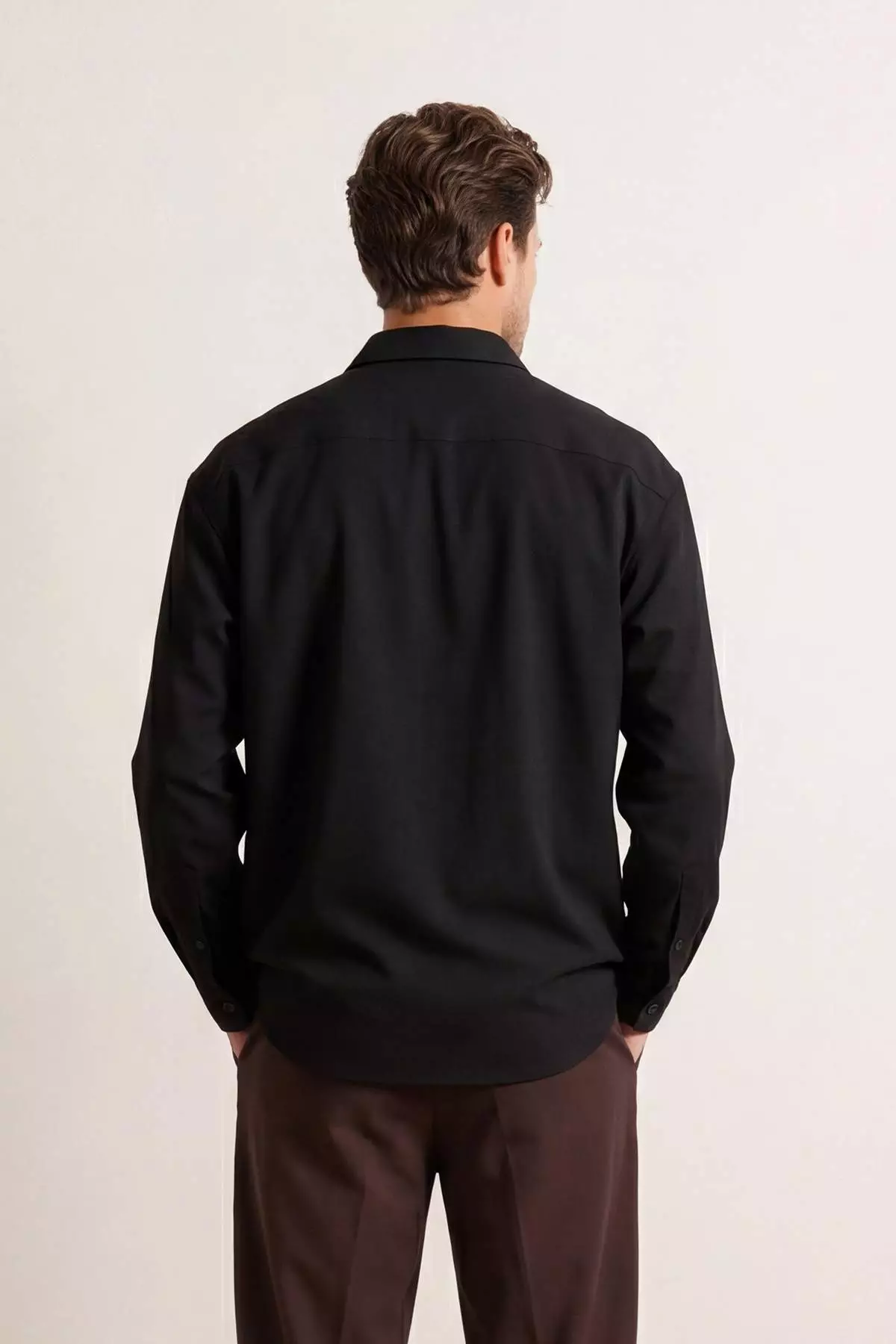 Black Modal Regular Fit Summer Woven Men'S Shirt Tmnss26Go00040