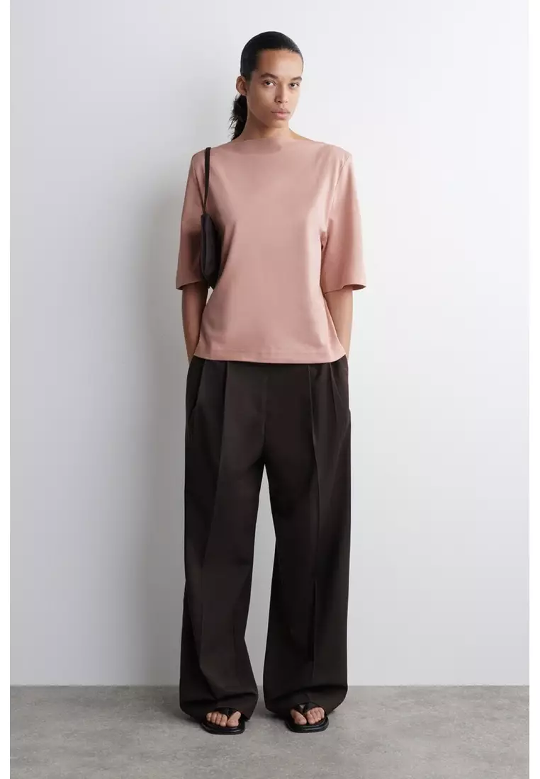 BOAT-NECK COTTON T-SHIRT