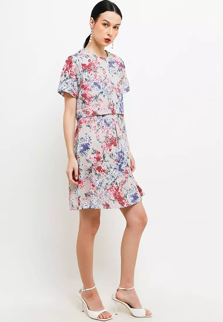 Tirsha Dress In Beige Floral Print
