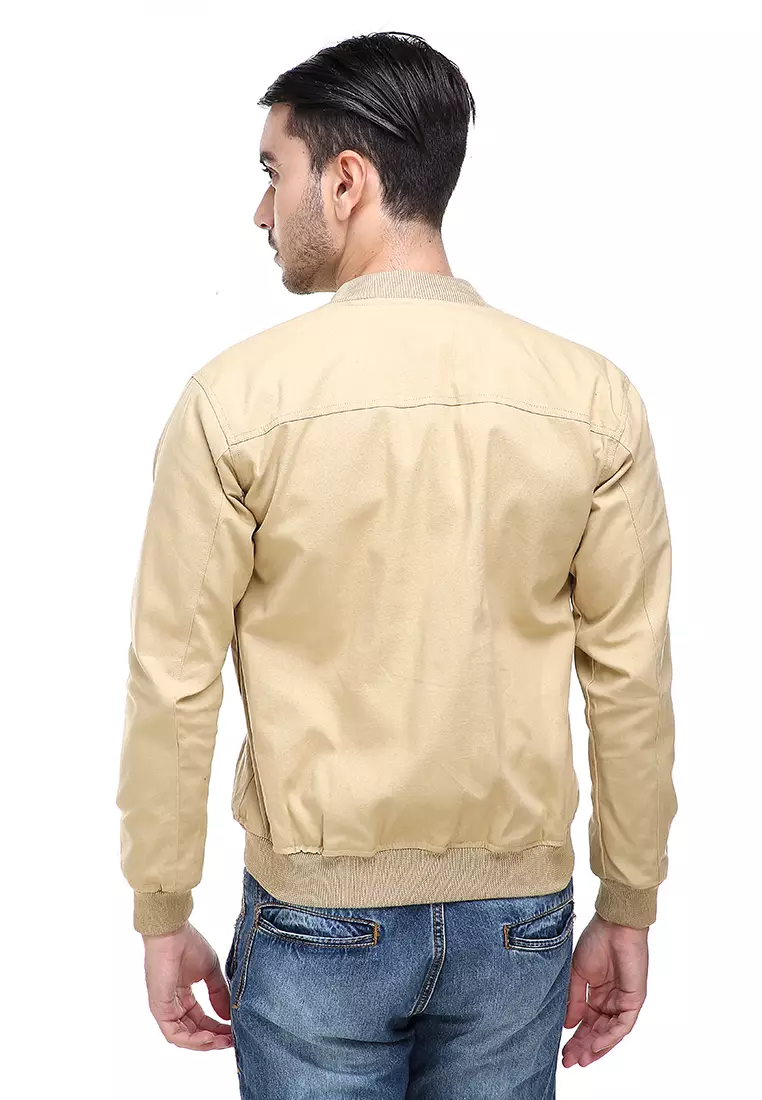 Jems Jaket Bomber Pria & Wanita Deluxe Jacket Material Canvas Baby Premium ORIGINAL - Cream