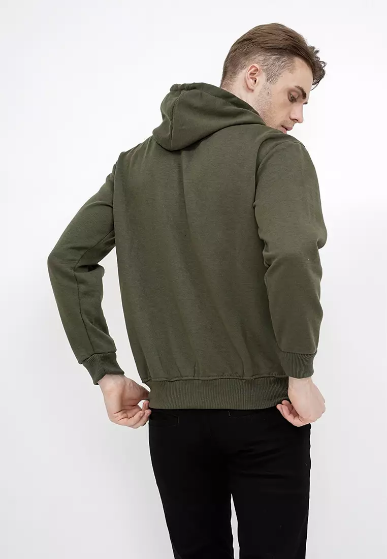 Jaket Polos Hoodie Zipper Sweater Warna hijau army