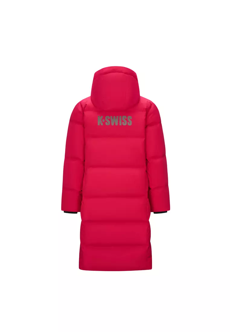 女裝 K-SWISS LOGO 防風長版鵝絨羽絨外套