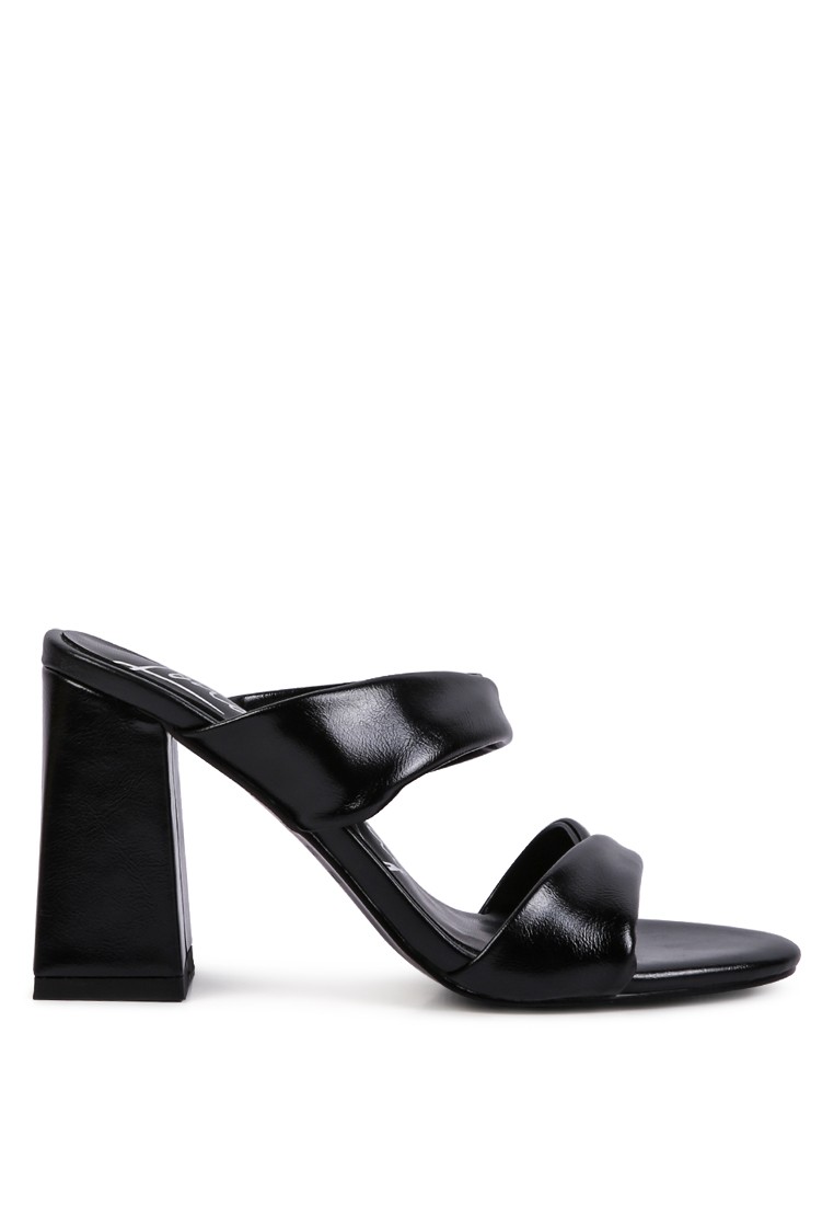 Black High Heeled Block Sandal