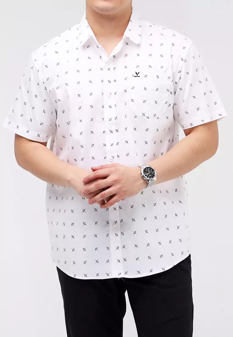 Woven Printed Poplin Short Sleeves Polo