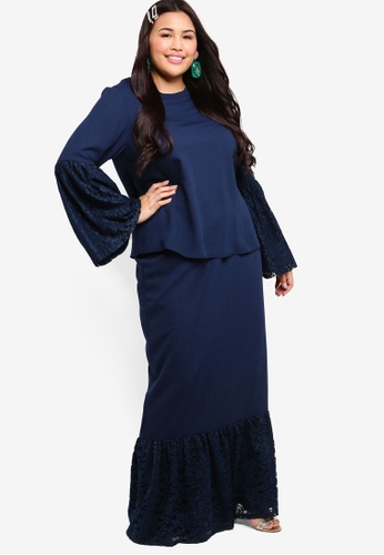 Flare Lace Sleeve Kurung From Lubna In Black Baju Kurung Moden Baju Kurung Moden