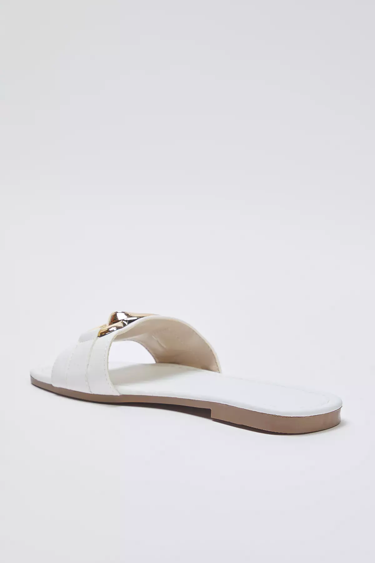 White Chain Accessory Detailed Flat Women's Slippers Takss25Te00023