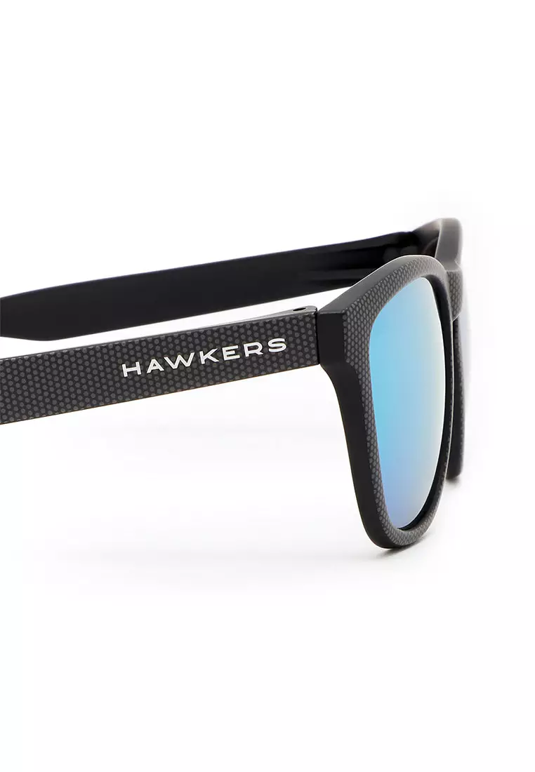 HAWKERS Carbono Blue Chrome ONE Asian Fit Sunglasses for Men and Women. UV400 Protection. Official Product Designed in Spain