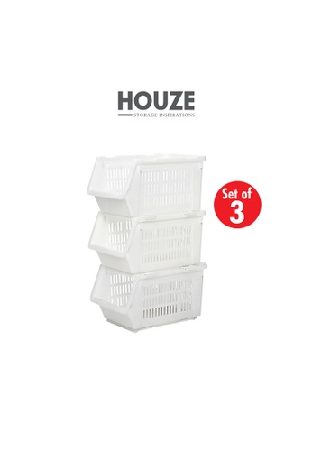 HOUZE white [SET OF 3] HOUZE Stackable Multi Purpose Rectangle Basket (White) 8F581HLDD03772GS_1