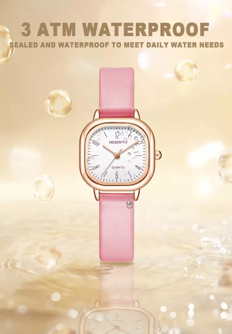 Jam Tangan Wanita Gaya Retro Korea untuk Bisnis Anti Air Jam Tangan Cewek Merah Jambu