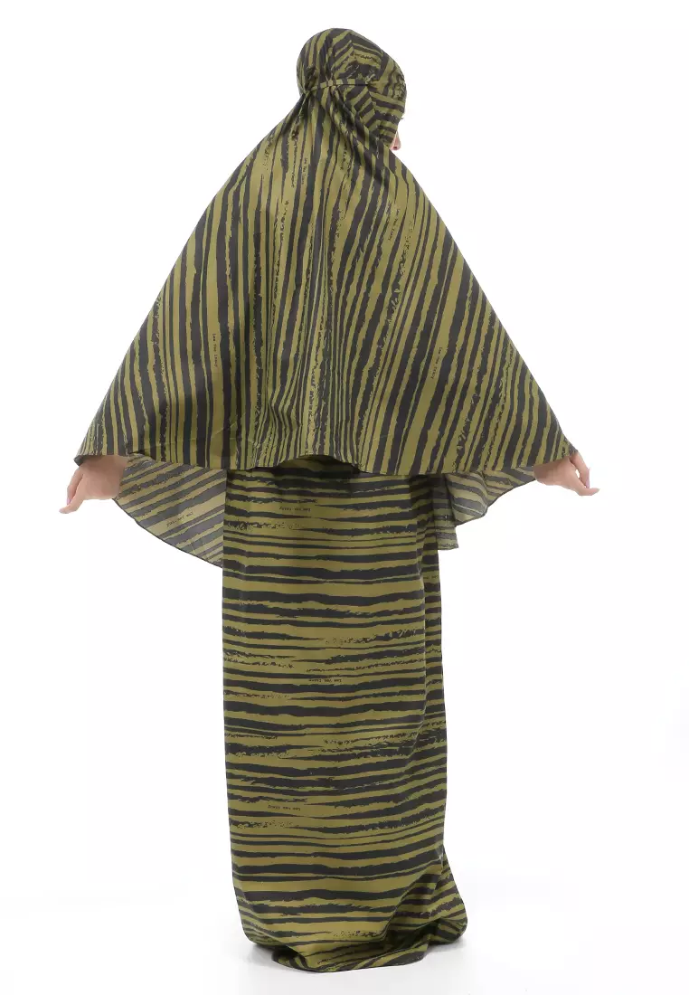 Damara Mukenah Bali Muslimah Atasan Bawahan Wanita Motif Kombinasi Relaxed Fit - Army