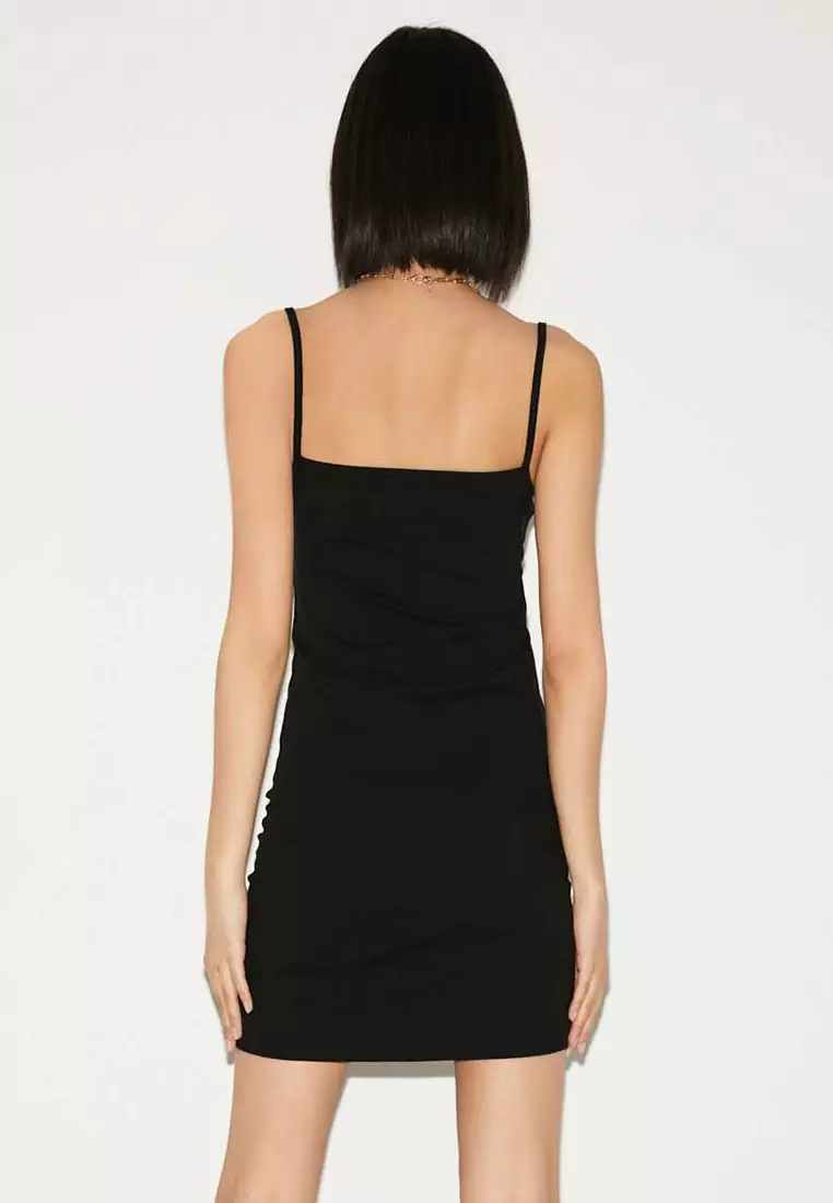 Buy GRIMELANGE Rose Womens Strap Slim Fit Mini Black Dress