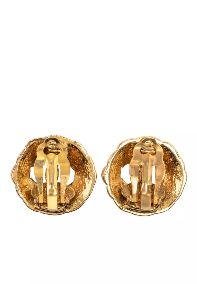 Pre-Loved Chanel Gold Plated Cc Round Clip On Earrings