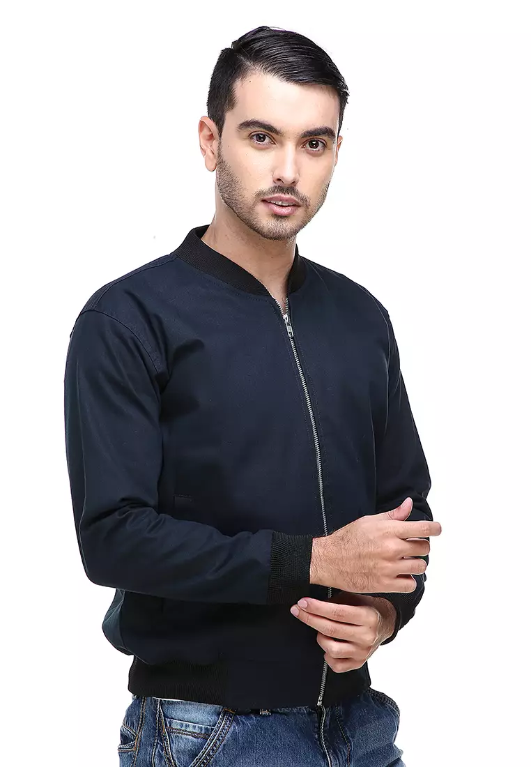 Jems Jaket Bomber Pria & Wanita Deluxe Jacket Material Canvas Baby Premium ORIGINAL - Navy