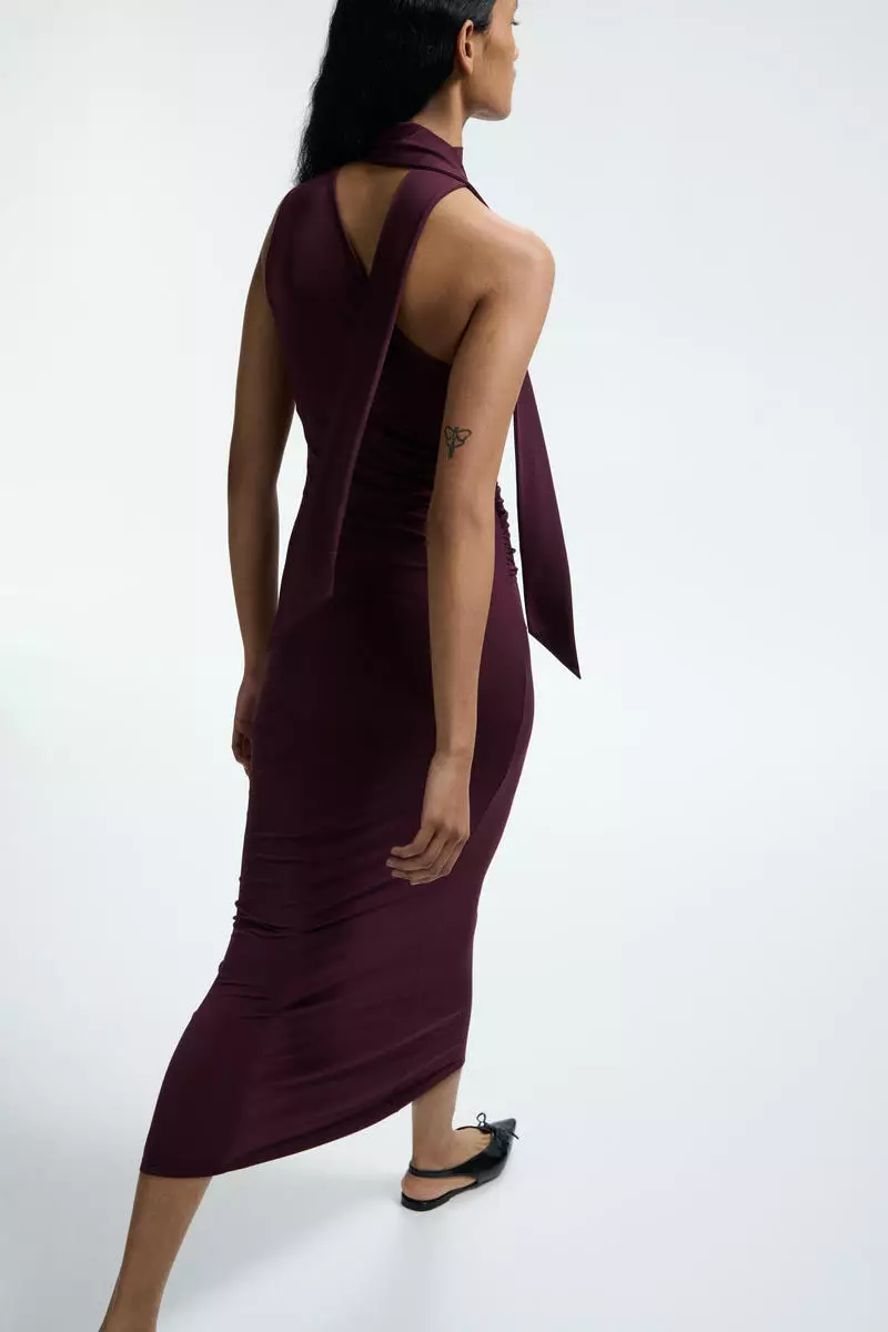Draped one-shoulder dress