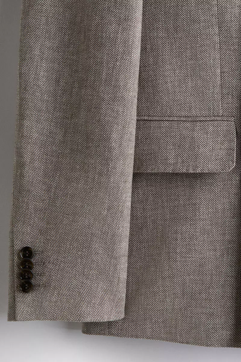 Relaxed Fit Double-breasted linen-blend jacket