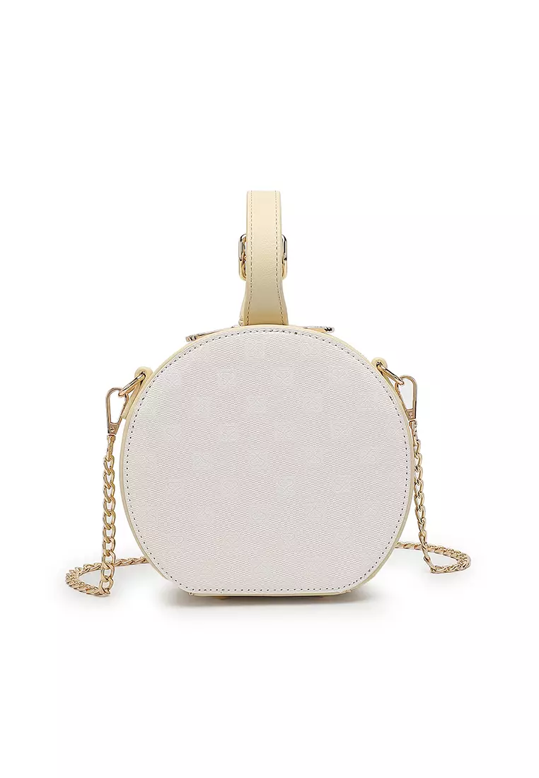 Women's Monogram Top Handle Bag / Sling Bag / Crossbody Bag - White
