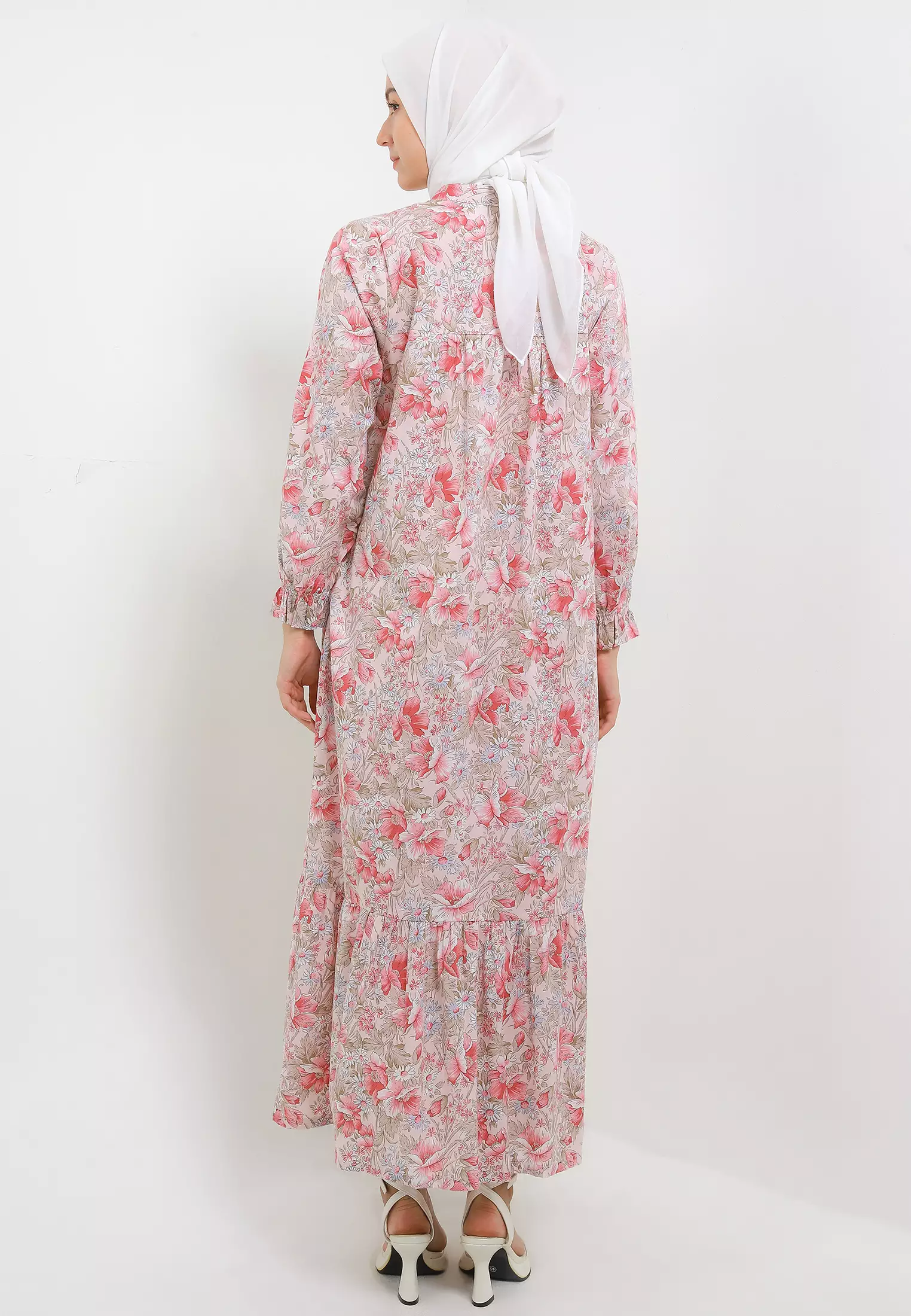 MFMW Levannia Dress Gamis Pink Motif Bunga