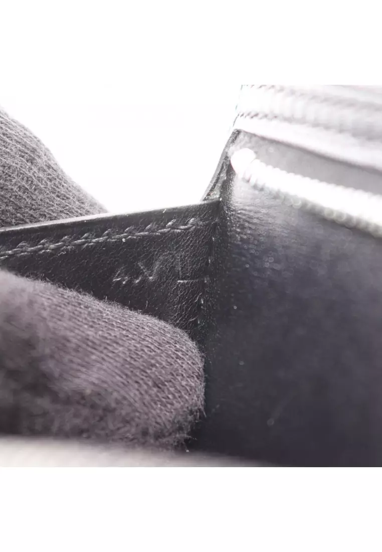 Pre-Loved Hermès bear souffle Bi-fold Long Wallet box calf black silver hardware □H stamp