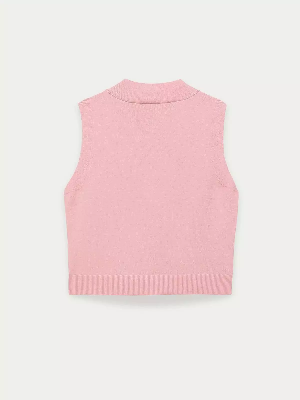 Buttoned Knit Vest - Light Pink