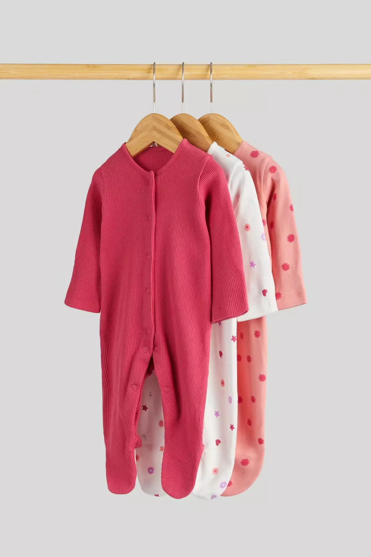 Mothercare 3 Pack Celestial Sleepsuits - Sleepsuits Bayi Perempuan (Pink)