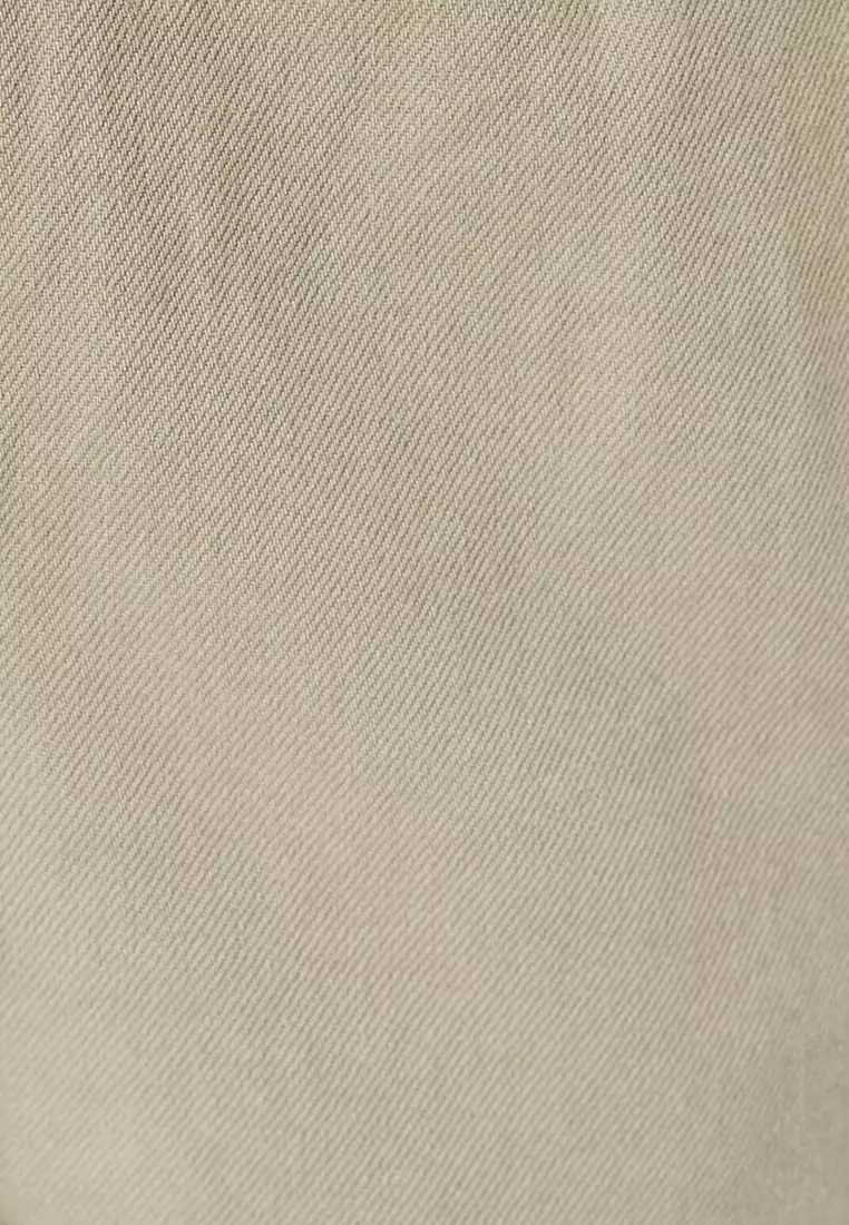 Gabardine Trousers With Lace Waist Pocket Detail Cotton