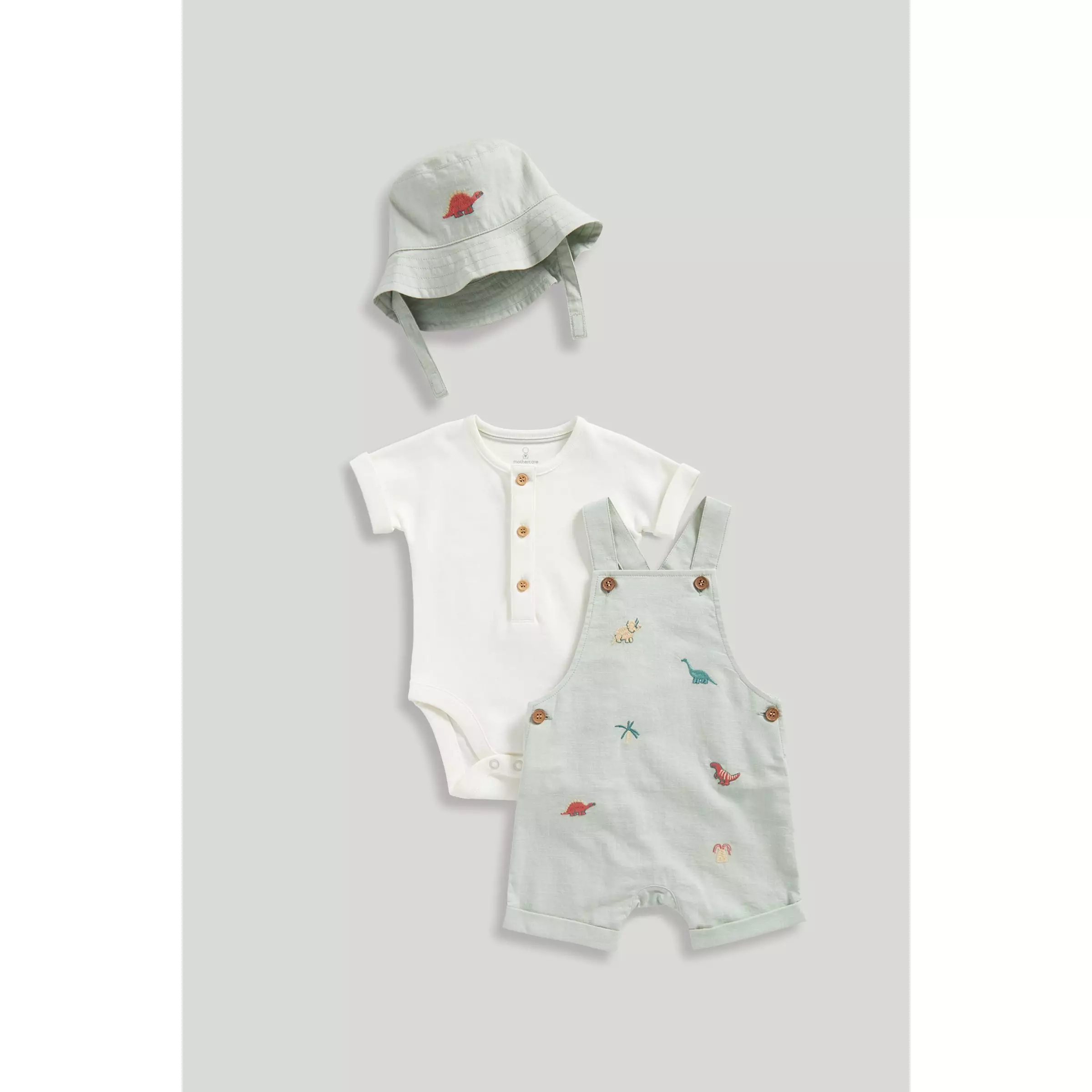 Mothercare Bibshorts, Bodysuit and Hat Set - Set Pakaian Bayi Laki-laki (Abu-abu)