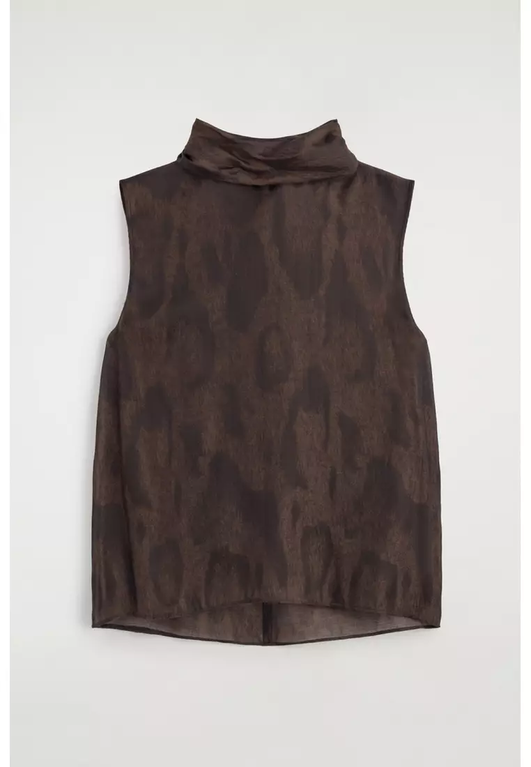 ANIMAL-JACQUARD SCARF-DETAIL BLOUSE