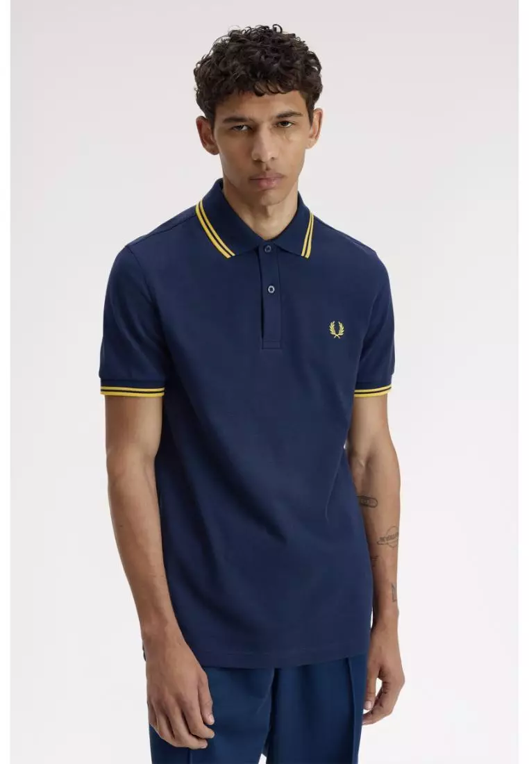 Fred Perry M3600 Twin Tipped Fred Perry Shirt (Tennis Blue / Lemon Barley / Lemon Barley)