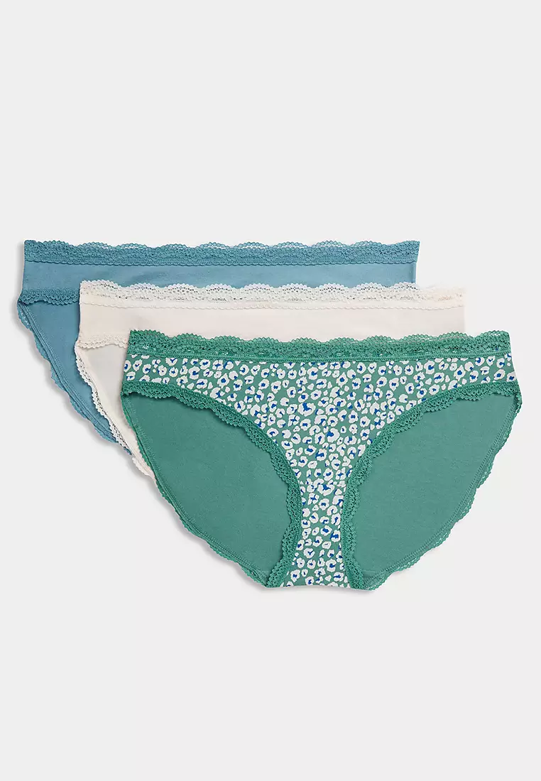 3Pk Cotton Rich Printed Bikini Knickers