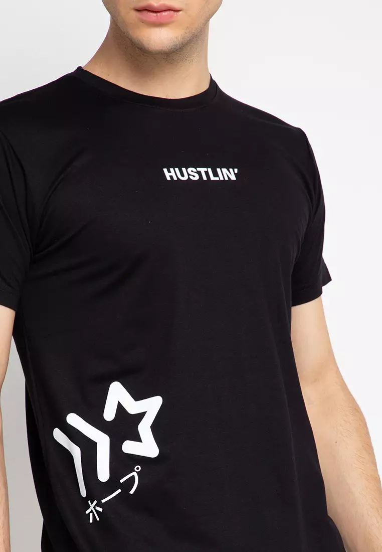 Nade NT310 Hustlin Hitam Kaos anti kusut Pria