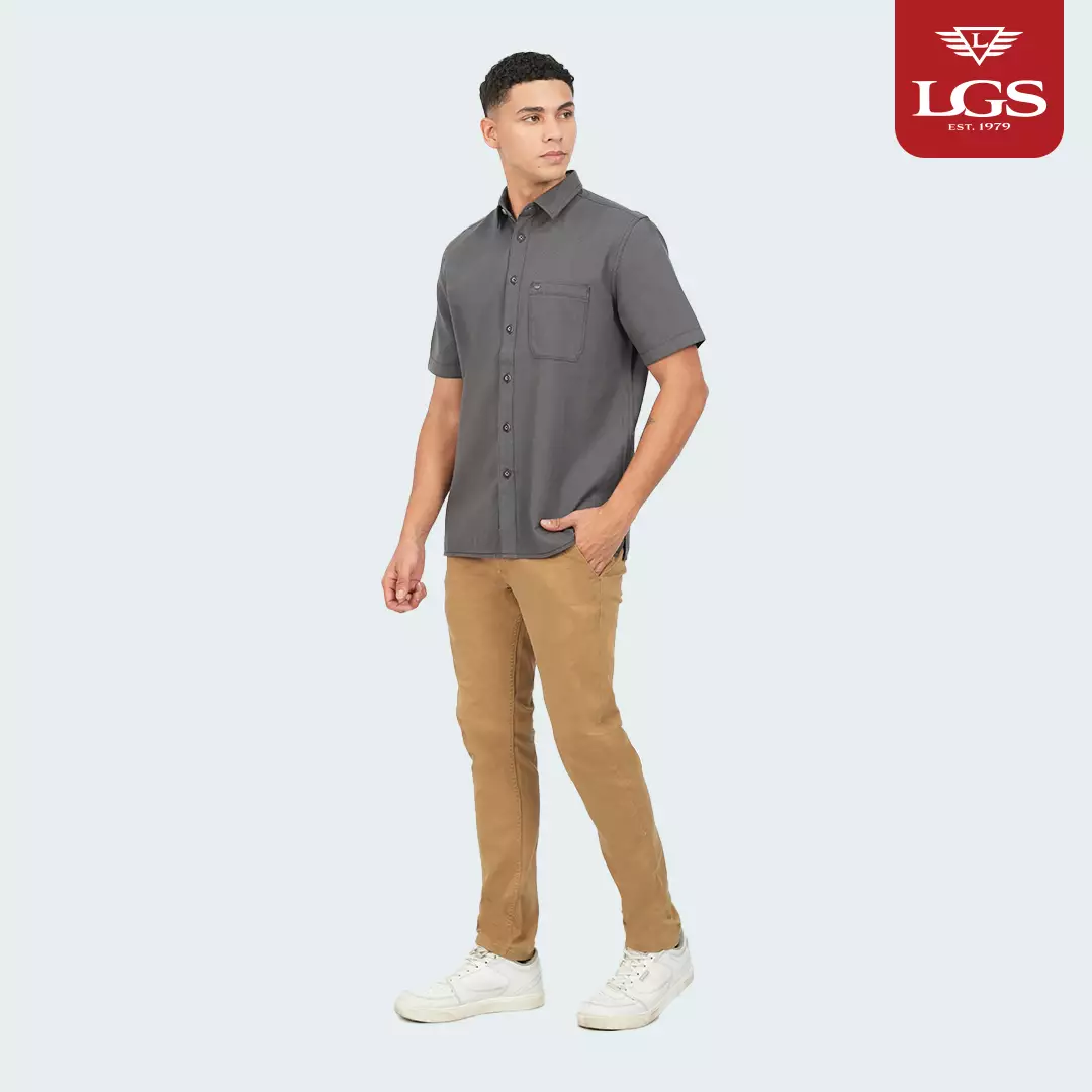 LGS - Kemeja Casual - Oxford Collection - Shirt Pria - Polos - Regular Fit - Abu Tua - CSH.271.S2074.257.C